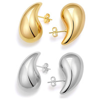 Boucles d'oreilles pendantes dorées massives 18 carats pour femmes, hypoallergéniques, en forme de goutte d'eau