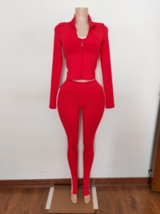 Conjunto Casual de Dos Piezas para Mujer, con Top con Cierre y Pantalones Cortos, Ideal para Deportes y Fiestas - Product Image 6