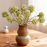 Haute qualité tige unique soie artificielle vert Scabiosa graine gousse fleur vraie touche maison mariage décor Graduation noël