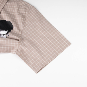 Camisa de Franela a Cuadros Personalizada con Bordado, de Manga Corta, Cuello Camisero, 100% Algodón para Hombre - Product Image 3