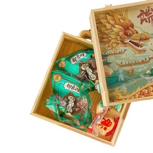 Boîte cadeau en bois pour le Festival des Bateaux-Dragons, rectangulaire en bambou avec poignée, couleur bois naturel, pour les raviolis de riz - Product Image 5