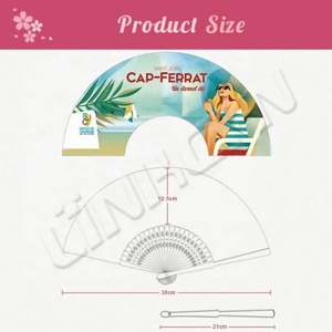 Handheld Custom Printed Bamboo <b>Folding</b> Fans with Flower Design for Wedding Invitations and Christmas/Chinese New Year Occasions - Product Image 4