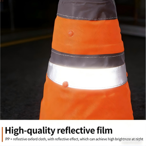 Cône de signalisation réfléchissant portable, pliable et rétractable en plastique, sur pied, sans alimentation électrique, pour <span class=keywords><strong>avertissement</strong></span> d'urgence - Product Image 5