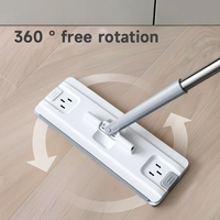 Ensemble serpillière plate en microfibre et seau, auto-nettoyant mains libres, avec brosse en nylon, manche en acier inoxydable de 135 cm, et seau anti-fuite de 33 cm