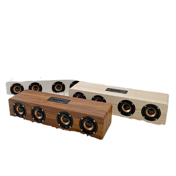 Ahşap soundbar'da bluetooth hoparlör müzik akustik sistemi 20W HIFI Stereo müzik Surround FM radyo ile açık hoparlör