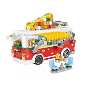 LOZ mobil mainan blok perakitan mobil makanan penutup es krim Mini Pizza mainan grosir anak-anak