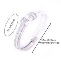 Bracelet exquis en cuir avec boucle en zircon, accessoire de mode pour femme, idéal pour les rendez-vous, les banquets et comme cadeau de Saint-Valentin