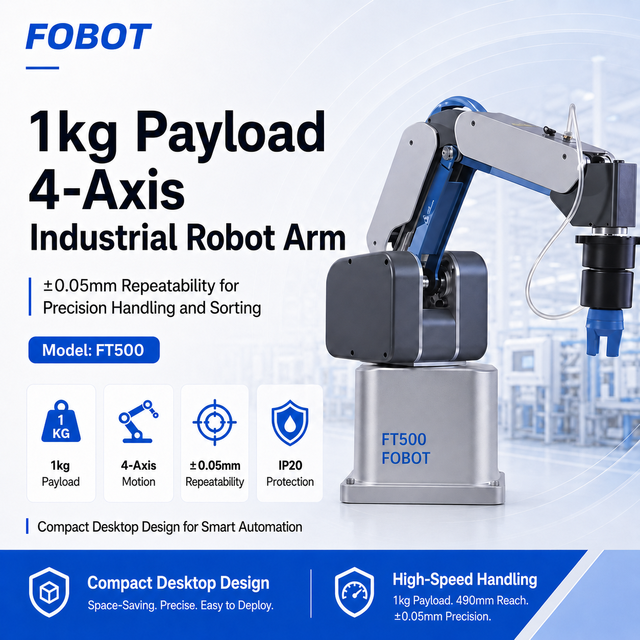 Compact Desktop 4 Axis Robotic Arm FT500 Lightweight Industrial Robot for Small Space Pick and Place Automation