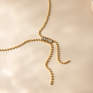 Collier en acier inoxydable avec strass et chaîne en forme de Y pour femme, bijou pour pull automne-hiver - Product Image 4