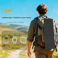 Panneau solaire portable Hongji 10W à 5 volets, chargeur de téléphone USB Type-C, source d'alimentation d'urgence pour le camping en plein air, pliable