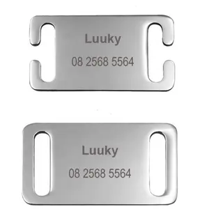 Yiwu Aceon Stainless Steel Custom Dog Tag Name Phone Engraved Dog Collar Nameplate Two Holes Flat Slide Tag