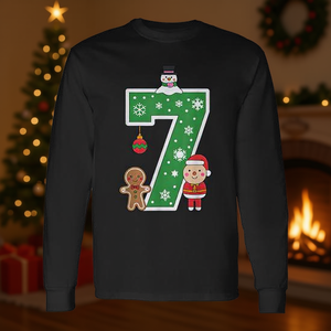 Camiseta navideña de manga larga a juego número 7 para parejas, ropa navideña - Product Image 3