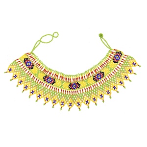 Collar de Cuentas de Arroz Amarillo con Cuentas Zulu Americanas, Collar de Clavícula Bohemio Trenzado a Mano, Gargantilla de Cuentas - Product Image 5