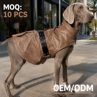 Veste d'hiver pour chien de créateur en cuir noir carbone et fourrure de mouton, la plus chaude, avec ceinture à œillets métalliques, prix de gros