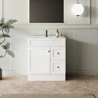 Meuble de salle de bain personnalisé élégant blanc planche en mélamine en bois massif avec comptoir en quartz meuble traditionnel de style shaker