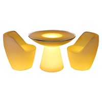 Table et chaises de bar LED rechargeables télécommandées, multicolores, lumineuses, en plastique – Design minimaliste moderne