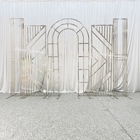 Fournitures de mariage, support de toile de fond, arche en métal argenté, ensemble de toile de fond pour la décoration de fête de mariage