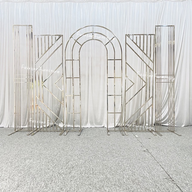 Wedding Supplies Wedding Backdrop Stand Metal Silver Arch Set Backdrop for Party Wedding Decoration
