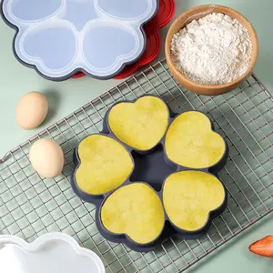 Manjia outils de cuisine en Silicone en forme de cœur plateau de morsure d'œuf réutilisable Hamburger moule à viande moule antiadhésif en Silicone pour chocolat