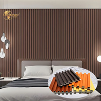 Panel Dinding WPC Ramah Lingkungan Motif Kayu Beralur, Pelapis Grille Tahan Air dan Api untuk Dekorasi Interior