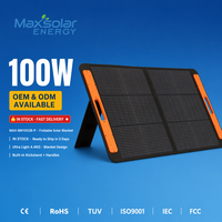 Panel Solar Portátil Maxsolar de 100W, IP67 Impermeable, 23.5% de Eficiencia, Plegable, 4.4kg, Cargador con Salida USB/Tipo-C, Estación de Energía