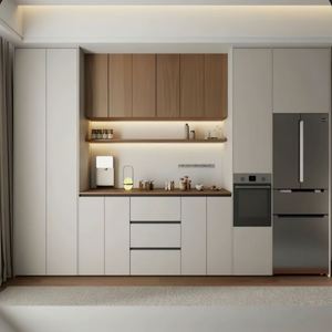 Elegante gabinete de cocina de lujo minimalista gabinetes de base de fregadero de tamaño personalizado hecho de tablero de melamina para casas nuevas para islas - Product Image 2