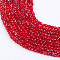 Perles de verre facettées rouges de haute qualité pour la fabrication de bijoux, perles rondes en vrac de 2 mm et 3 mm pour colliers et bracelets DIY