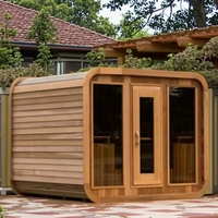 Sauna extérieur en cèdre rouge canadien de luxe, design élégant, pour usage sec et humide, avec poêle en bois, capacité 2-6 personnes