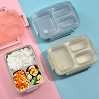 Boîte à lunch isotherme rectangulaire en acier inoxydable à trois compartiments, détachable, pour femmes et étudiantes