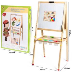 Tablero de dibujo plegable de doble cara de madera maciza para niños, juego interactivo para padres e hijos, juguete para garabatos para bebés - Product Image 1