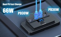 Chargeur de voiture double USB-A 18W et double PD3.0 30W avec affichage de tension pour véhicules 12V/24V, bateaux et applications marines