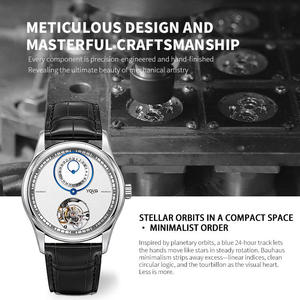 นาฬิกาตูร์บิญองแบบสั่งทำโลโก้ OEM ระบบกลไกอัตโนมัติ พร้อมหน้าปัดแสดงเวลา 24 ชั่วโมง ตัวเรือนสแตนเลส กระจกแซฟไฟร์ วงแหวนแบบหมุน - Product Image 2