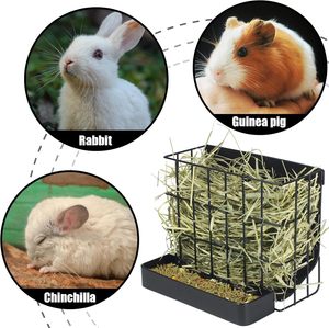 Comedero de Heno Metálico Oniya para Conejos y Cobayas con Gancho, Diseño Inclinado Interno, Comedero de Heno para Animales, para Conejos y Chinchillas - Product Image 5