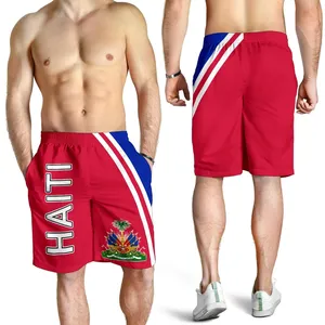 هايتي العلم الملابس رجل السباحة قصيرة الصيف الشاطئ ارتداء جودة البوليستر هايتي الشاطئ الملابس شعار مخصص بسعر الجملة الصانع