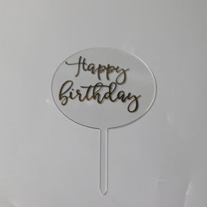 Trasparente Rotondo Festa di Compleanno <span class=keywords><strong>Cake</strong></span> <span class=keywords><strong>Topper</strong></span> Acrilico Con Stampa A Caldo LOGO - Product Image 3