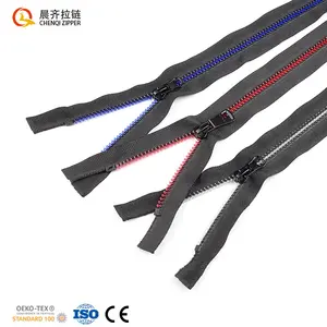 Zippers manufacturers wholesale #5 rubber zipper colorful dynamic clear tooth plastic open end zipper
