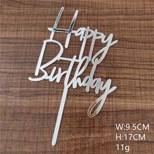 MOYI Vente en gros Décoration de gâteau en acrylique style Ins « Joyeux <span class=keywords><strong>Anniversaire</strong></span> » 4 couleurs Or miroir, Argent, Or rose, Noir - Product Image 2
