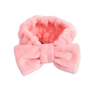 Spa Hoofdband Strik Haarband Vrouwen Gezichtsmake-Up Hoofdband Voor Het Wassen Van Gezicht Koraal Fleece Boog Hoofd Wraps Voor Het Wassen Van Gezicht Douche