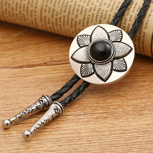 Corbata Bolo Vintage para Hombre, Collar de Cuero, Accesorios para Cuello y Camisa, Estilo <span class=keywords><strong>Vaquero</strong></span> Americano del Oeste, Corbata Poirot - Product Image 1