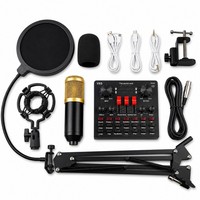 Kit de microphone à condensateur USB professionnel avec carte son en direct, bras articulé et filtre anti-pop pour l'enregistrement de podcasts et l'enseignement en ligne