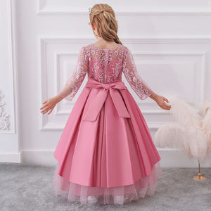 Robe de fête pour filles de haute qualité, robe longue en dentelle à manches longues pour filles, taille plus, LP-233 - Product Image 6