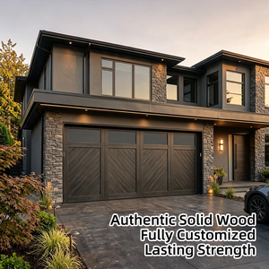<span class=keywords><strong>Porte</strong></span> <span class=keywords><strong>de</strong></span> <span class=keywords><strong>garage</strong></span> moderne en bois massif, finition foncée, panneau à lattes diagonales, fenêtre isolée, <span class=keywords><strong>sectionnelle</strong></span>, motorisée, pour villa contemporaine - Product Image 2