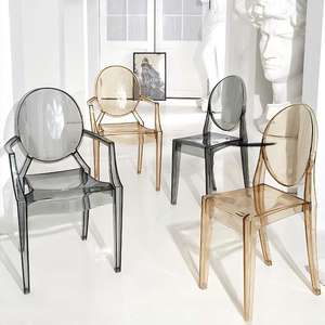 Silla <span class=keywords><strong>de</strong></span> Comedor Moderna <span class=keywords><strong>de</strong></span> Acrílico con Respaldo Redondo, Silla <span class=keywords><strong>de</strong></span> Plástico Transparente/Colorida para Decoración <span class=keywords><strong>de</strong></span> Interiores y Eventos - Product Image 1