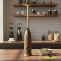 Fouet à Matcha Électrique Écologique en Bambou, 3 Vitesses Réglables, Rechargeable, Mélangeur Rapide pour Boissons Maison et Préparation de Thé en Magasin