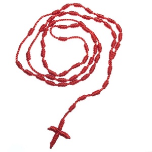 Vendita calda colori misti collana di <span class=keywords><strong>corda</strong></span> rosario religioso, cattolica cavo lavorato a maglia nodo rosario, rosario cavo - Product Image 2