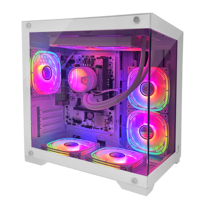 Full Tower MicroATX Steel Pillar Less Esports Gaming Computer Case with Panoramic Side View-Stock