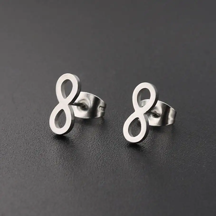 Minimalis Trendy Elegan Pernyataan Baja Nirkarat Pvd Emas Disepuh Dainty Oval Loop Hoop Delapan Bentuk Nomor 8 Anting-Anting 2023