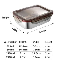 Ensemble de boîtes à lunch en acier inoxydable 304 pour micro-ondes, étanches, compatibles lave-vaisselle, récipients de conservation fraîcheur pour réfrigérateur