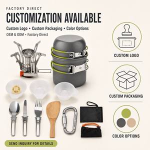 <span class=keywords><strong>Set</strong></span> di Pentole da Campeggio Compatto e Portatile per 1-2 Persone, Kit da Cucina per Picnic all'Aperto con Fornello Pieghevole, <span class=keywords><strong>Set</strong></span> di Stoviglie e Borsa - Product Image 6