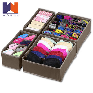 Dụng Cụ Sắp Xếp Đồ Lót Tủ Quần Áo Bằng Vải Không Dệt Gấp Gọn Gia Dụng Bộ Chia Ngăn Kéo Nhà Cung Cấp 4 Bộ Hộp Đựng Áo Ngực Cho Đồ Lót - Product Image 4